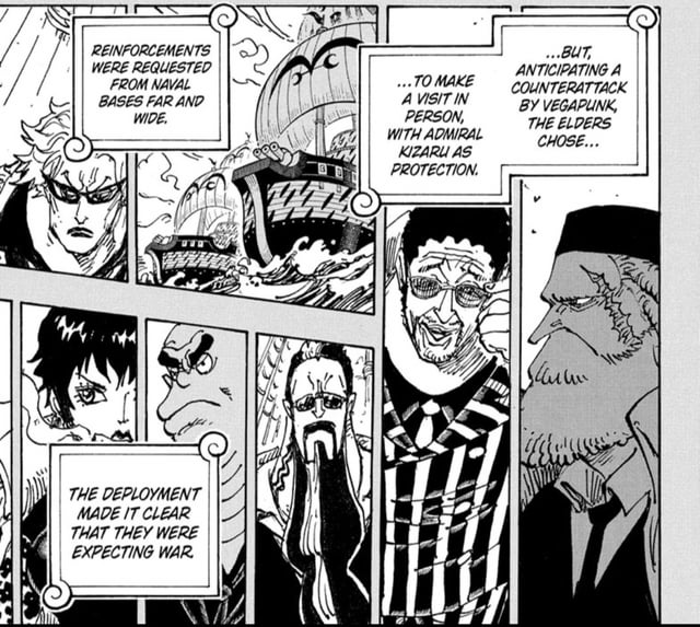 #ONEPIECE1179 it has been established since the beginning that Admirals have greater combat power than Gorosei

Kizaru was appointed as a protector for Saturn in Egghead, same way Rob Lucci was bodyguarding Spandam in Water 7.