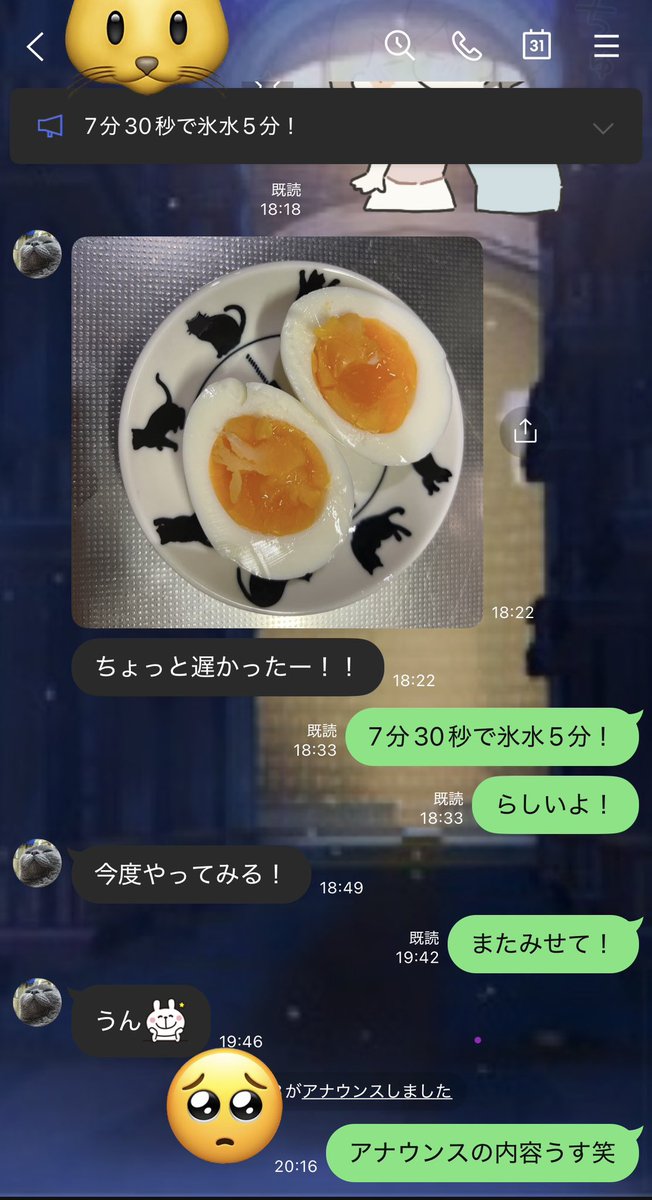 EmptyAiken's tweet photo. 半熟卵の時間をアナウンス固定する彼女 https://t.co/fFunr7lE7P