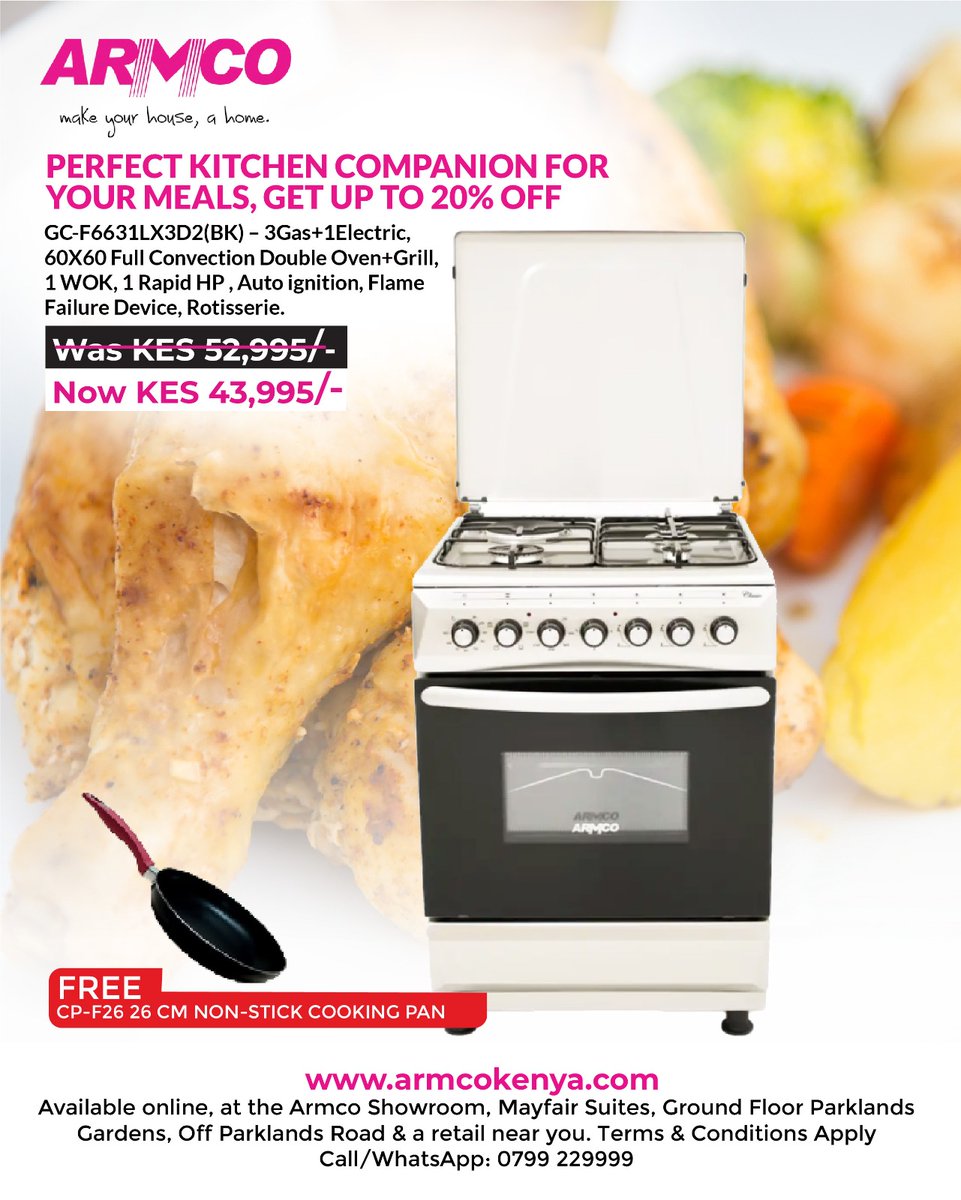 ArmcoKenya's tweet image. 🔥 Easter Sale! Get up to 26% OFF on Stand Alone Cookers – style, power, savings! 🍳✨

🛒 Shop now: armcokenya.com/product-catego…
📞 Call: +254 799 229 999

#EasterSale #CookInStyle #KitchenUpgrade #SizzlingSavings