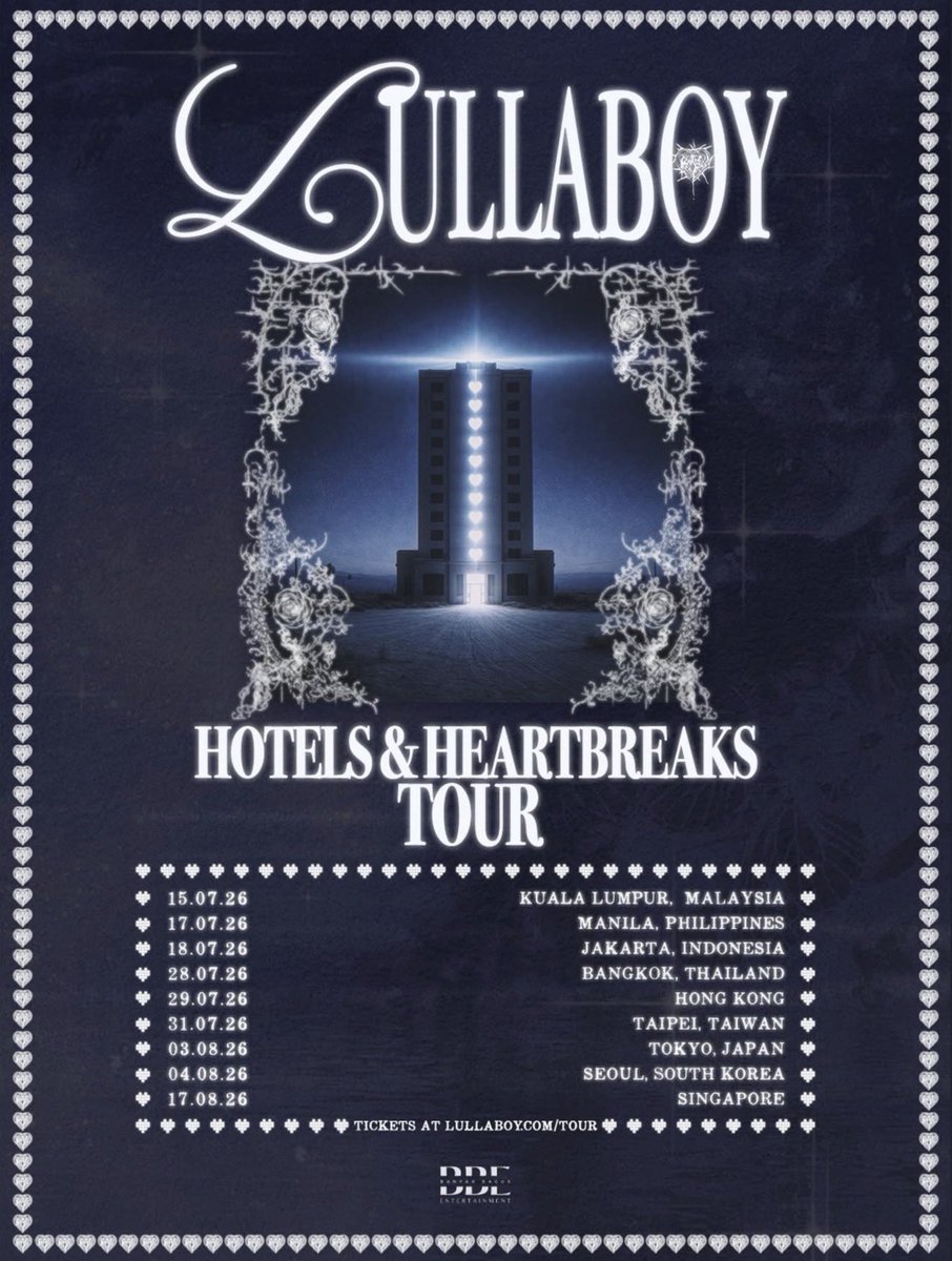lullaboyph's tweet photo. 🚨 NEW TOUR HAS BEEN ANNOUNCED!

Hotels &amp; Heartbreaks Tour in Asia! More details soon..

@lullaboyxo https://t.co/hC9Nh0SpXv