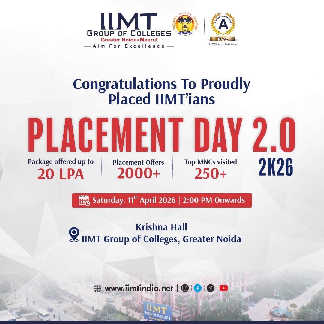 iimtnoida's tweet photo. IIMT Group of Colleges proudly stands tall as we celebrate the incredible achievements of our brilliant IIMT'ians who have turned their dreams into reality!
This Saturday | The Big Day is HERE!
#PlacementDay2K26 #IIMTPlacements #IIMTPride #IIMTians #CareerSuccess https://t.co/sSDB7O14xi