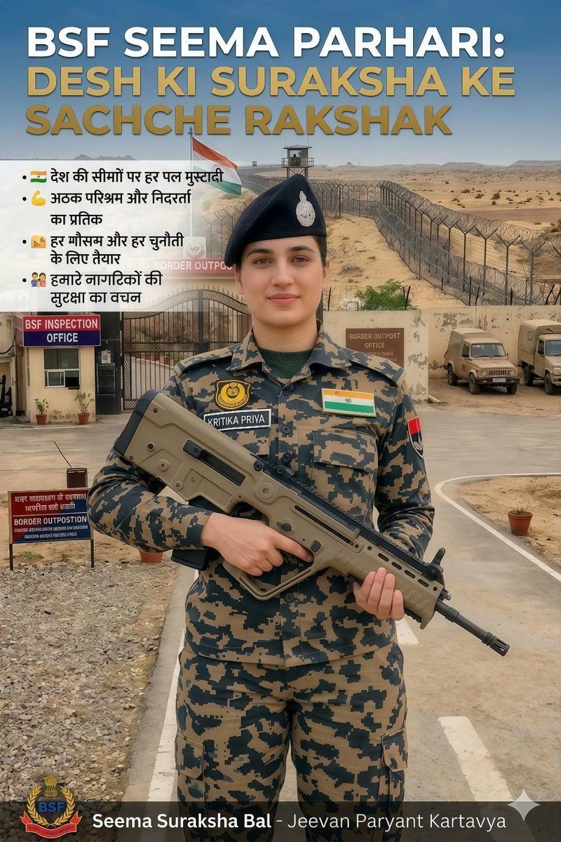 sneetu92's tweet image. हर कदम वतन के नाम, हर सांस देश के लिए,
सीमा सुरक्षित तो भारत मजबूत 
जय हिन्द!

#BSF #SeemaParHari #JaiHind