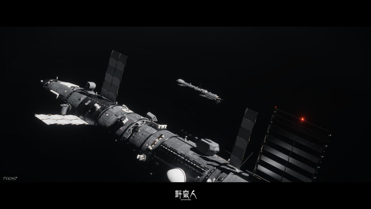 ToughSf's tweet image. The PPS patrol ship of Italian design, protecting Ceres with 4x200 kW lasers and posing next to its space elevator.
It's 126m long, 6500 tons fully loaded and propelled by liquid-core nuclear rockets. 
#space #art by @REALFR0S7 for the SAVAGES setting.
artstation.com/artwork/zPqOGm