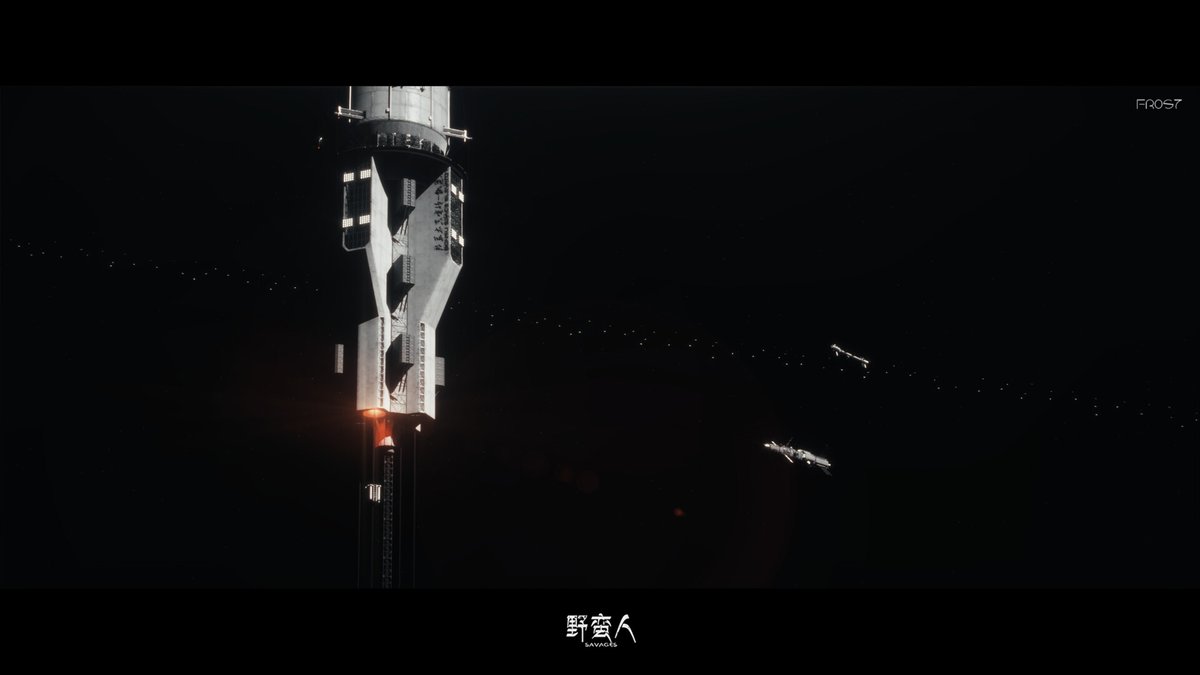 ToughSf's tweet image. The PPS patrol ship of Italian design, protecting Ceres with 4x200 kW lasers and posing next to its space elevator.
It's 126m long, 6500 tons fully loaded and propelled by liquid-core nuclear rockets. 
#space #art by @REALFR0S7 for the SAVAGES setting.
artstation.com/artwork/zPqOGm