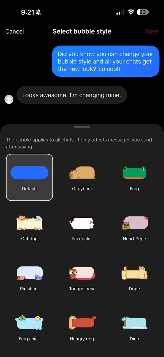 jonah_manzano's tweet image. New on TikTok 📩

DMs just got a fresh upgrade — you can now customise your chat bubble style.

Here’s what you can do:
•Choose different bubble designs for your messages
•Apply it across all your chats instantly
•Pick from fun styles and characters

Available styles include: