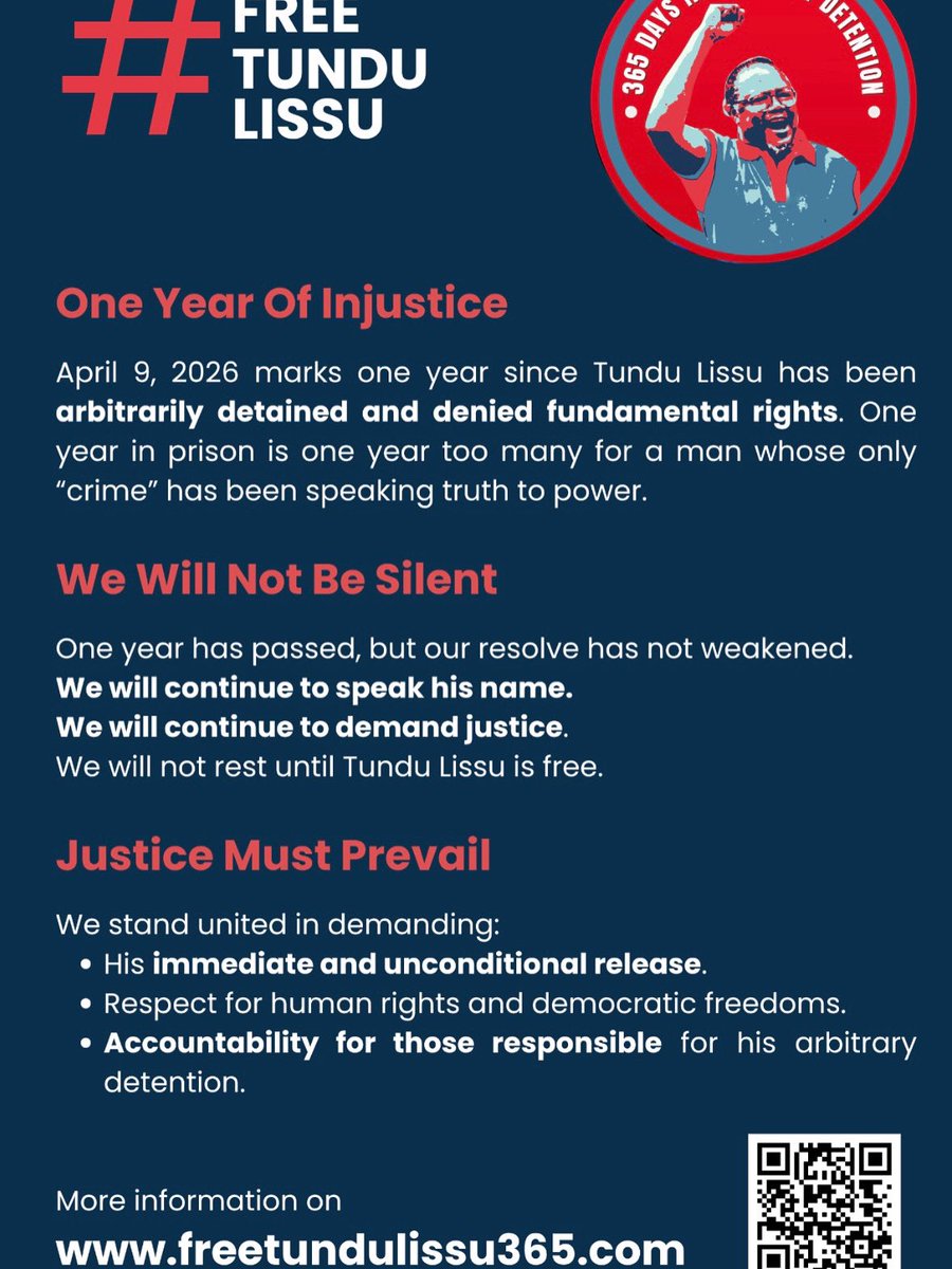 FriendsofTundu's tweet photo. One year is one year too much! #freetundulissu #NOW https://t.co/7erUjPsbrk