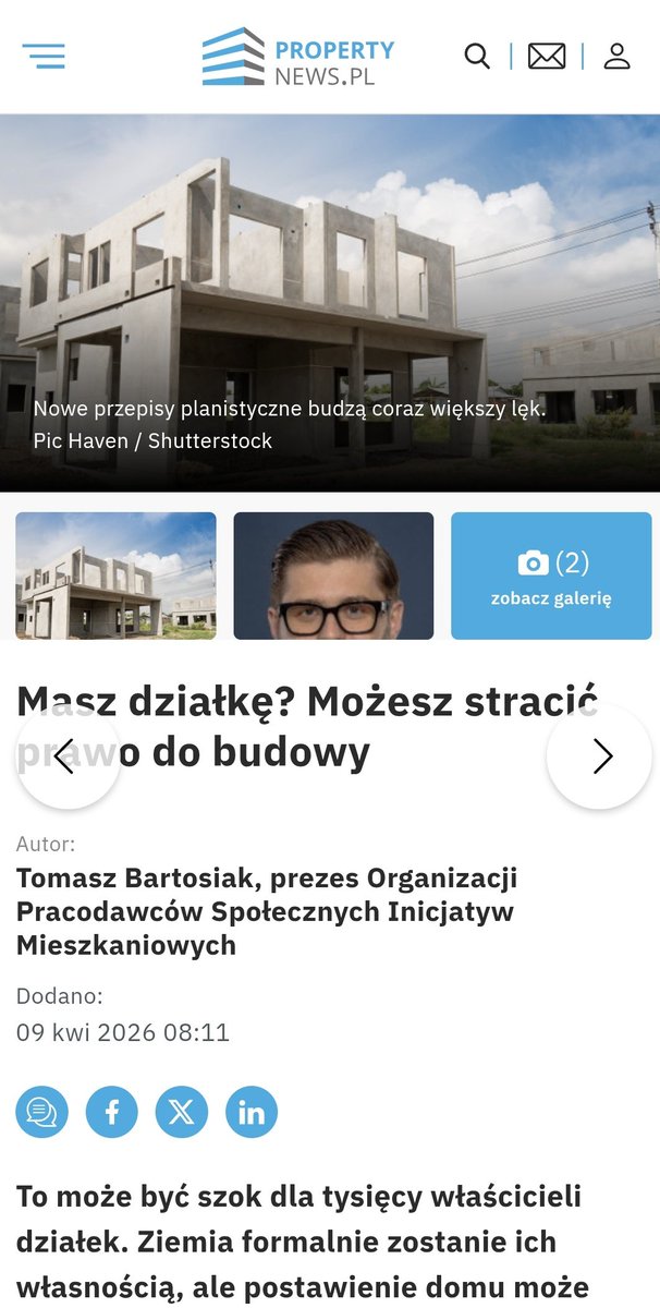 Jeden z czołowych polskich portali od rynku nieruchomości - zamieścił moją opinię na bardzo ważny temat dla Polaków!

propertynews.pl/mieszkania/mas…