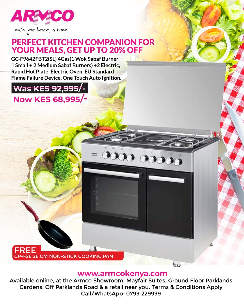 ArmcoKenya's tweet image. 🔥 Easter Sale! Get up to 26% OFF on Stand Alone Cookers – style, power, savings! 🍳✨

🛒 Shop now: armcokenya.com/product-catego…
📞 Call: +254 799 229 999

#EasterSale #CookInStyle #KitchenUpgrade #SizzlingSavings