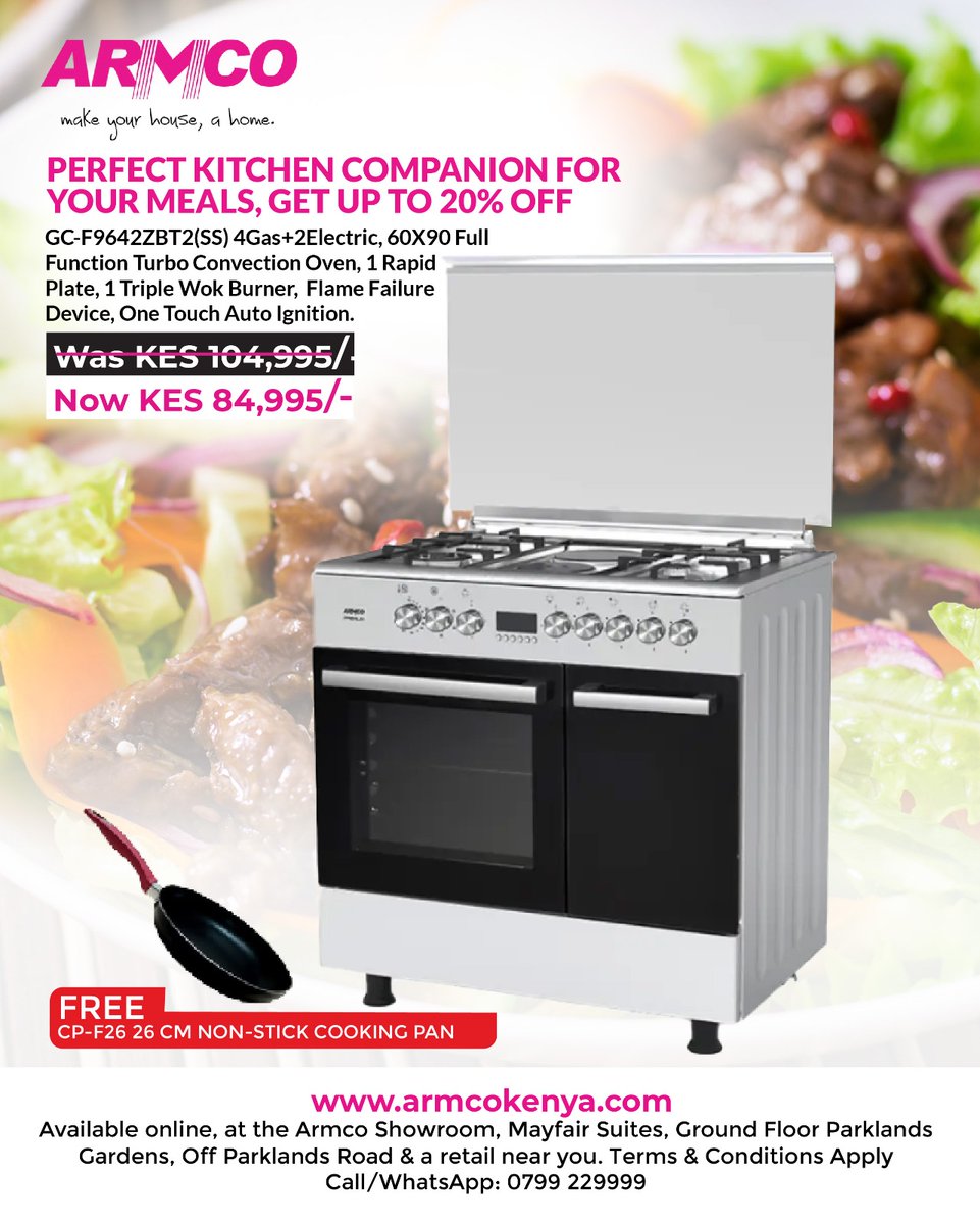 ArmcoKenya's tweet image. 🔥 Easter Sale! Get up to 26% OFF on Stand Alone Cookers – style, power, savings! 🍳✨

🛒 Shop now: armcokenya.com/product-catego…
📞 Call: +254 799 229 999

#EasterSale #CookInStyle #KitchenUpgrade #SizzlingSavings