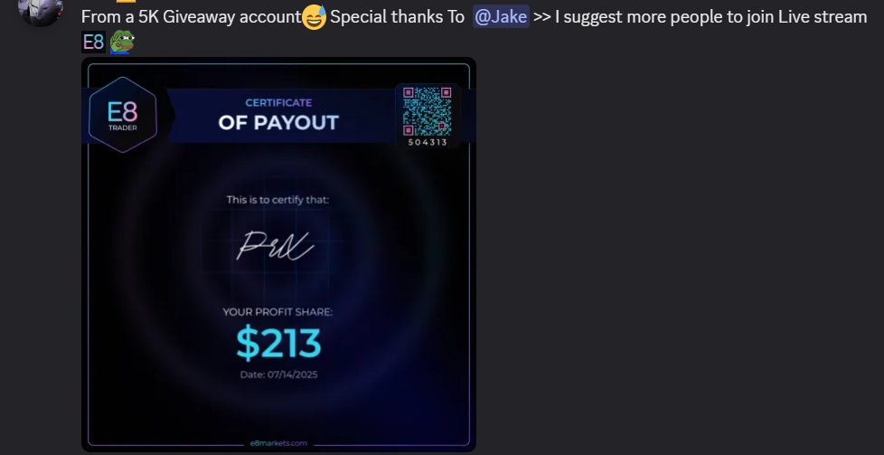 E8Markets's tweet image. Started from a giveaway account… still got paid 
Opportunity is everywhere if you execute.

Trade, Learn &amp;amp; Earn with E8 Markets. Join our Discord! linktr.ee/e8markets
#e8markets #SimFi #trader