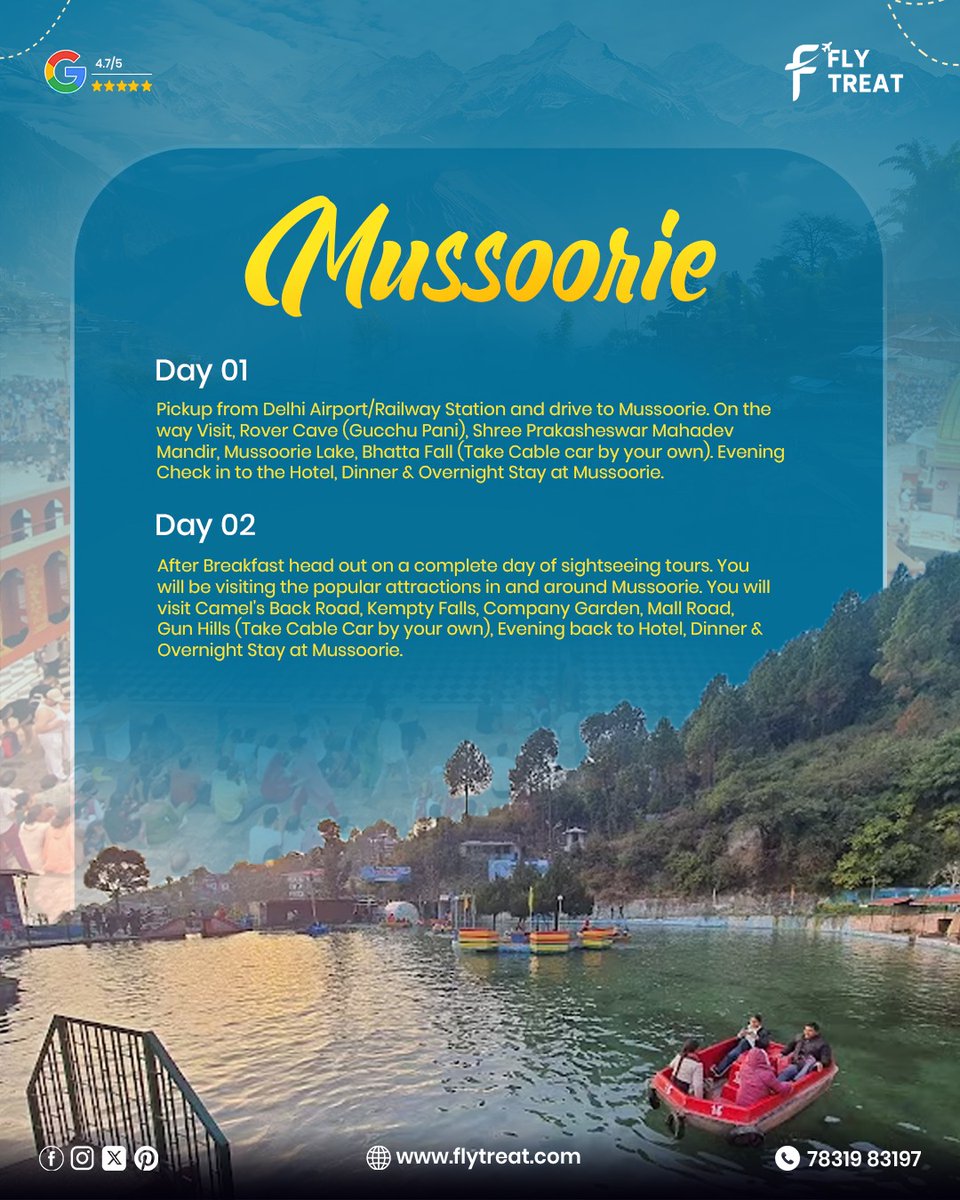 Flytreat_Tour's tweet photo. From misty hills to divine vibes – Uttarakhand has it all 🏔️✨

Escape the chaos and dive into the serenity of Mussoorie &amp; Rishikesh 🌿

Let the mountains heal you, the Ganga calm you, and the journey transform you 🌊🕊️
📩 DM now to plan your perfect getaway
📞 78319 83197 https://t.co/C5CWfH3F0K