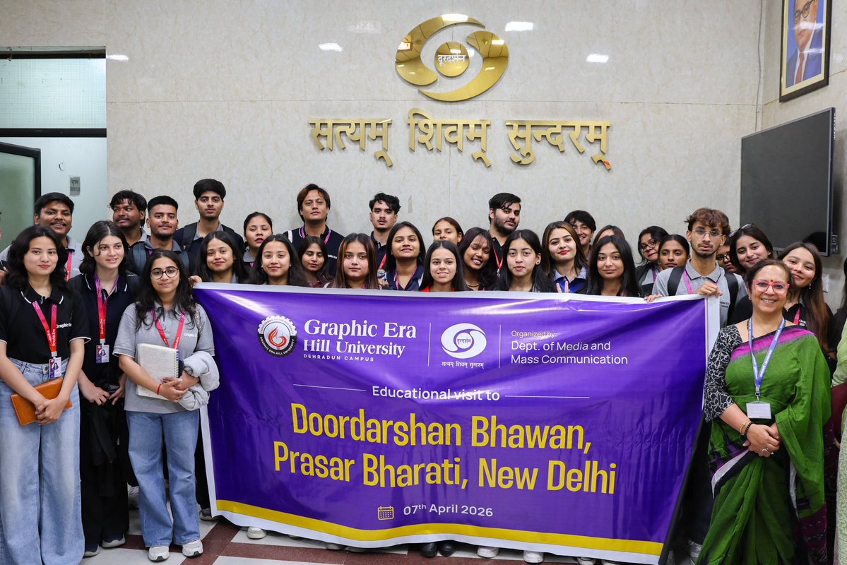 gehudehradun's tweet image. The students of The Department of Media &amp;amp; Mass Communication stepped into the dynamic world of broadcasting at Doordarshan Bhawan, New Delhi—transforming learning into a real-time experience.

#MediaStudents #LearningBeyondClassroom #Doordarshan