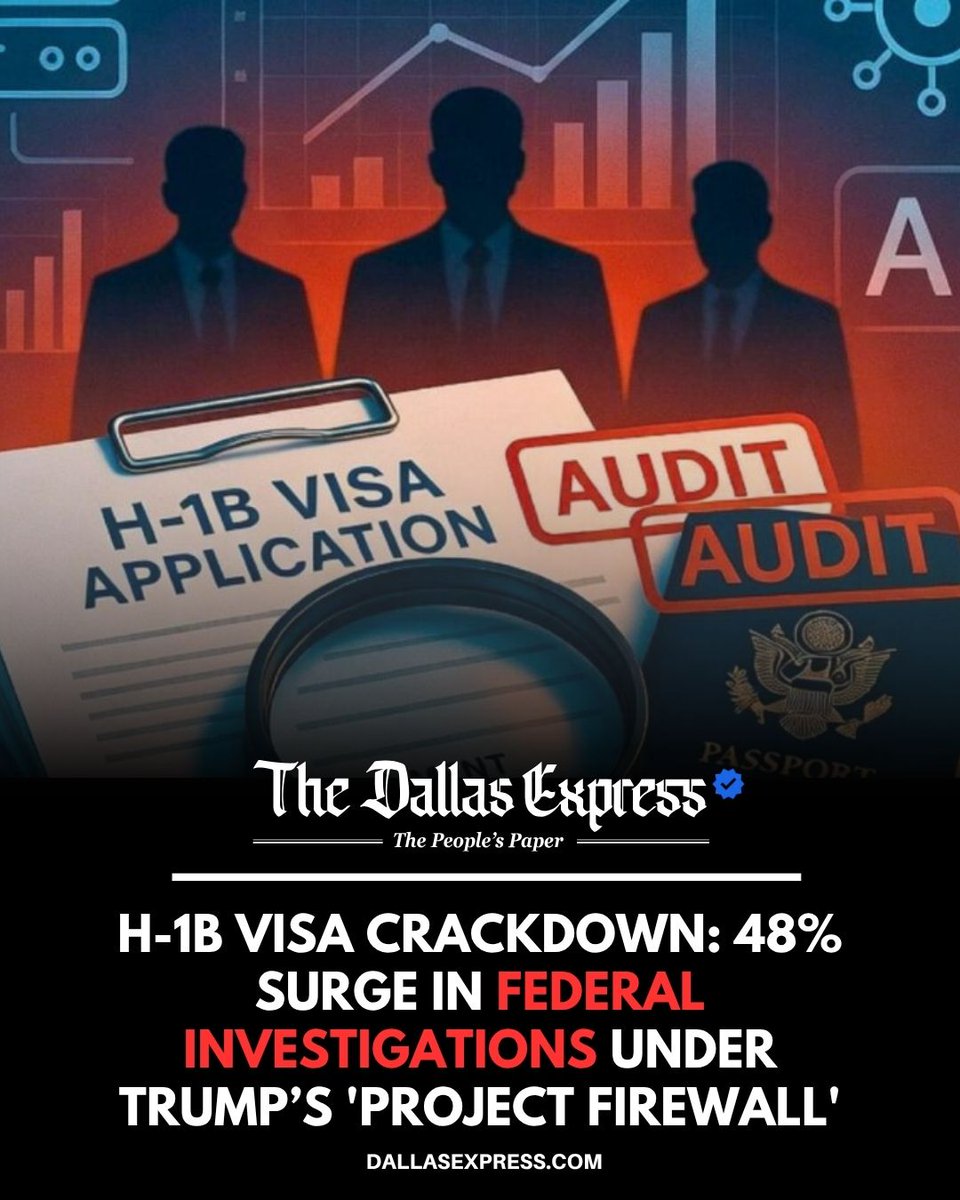 DallasExpress's tweet photo. H-1B VISA PROGRAM FACES 48% SURGE IN FEDERAL INVESTIGATIONS UNDER PROJECT FIREWALL

Read More: https://t.co/3XEQA0AN1v

U.S. Department of Labor ramps up proactive probes using data analytics and AI, targeting fraud, wage violations, and failure to recruit U.S. workers. https://t.co/xWwH4GGKyM