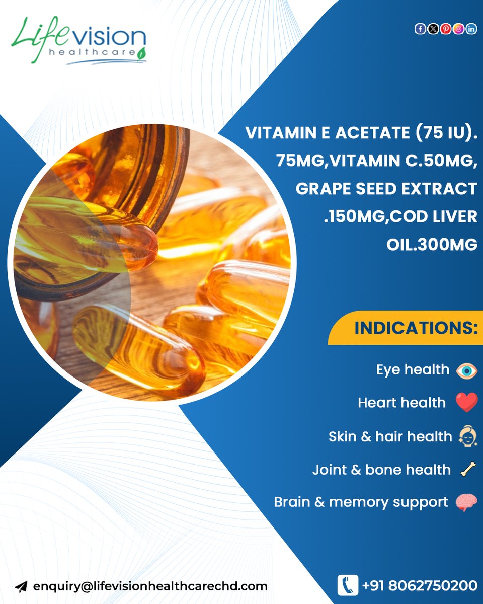 Life_VisionHeal's tweet photo. Boost your wellness from within with premium-quality supplements by Lifevision Healthcare 💊✨
Call us at 8062750200 |
enquiry@lifevisionhealthcarechd.com|
https://t.co/NJreQeNrop|
.
.
.
#LifevisionHealthcare #HealthSupplements #WellnessJourney #ImmunityBoost #HealthyLiving https://t.co/tkFGVhZr8t