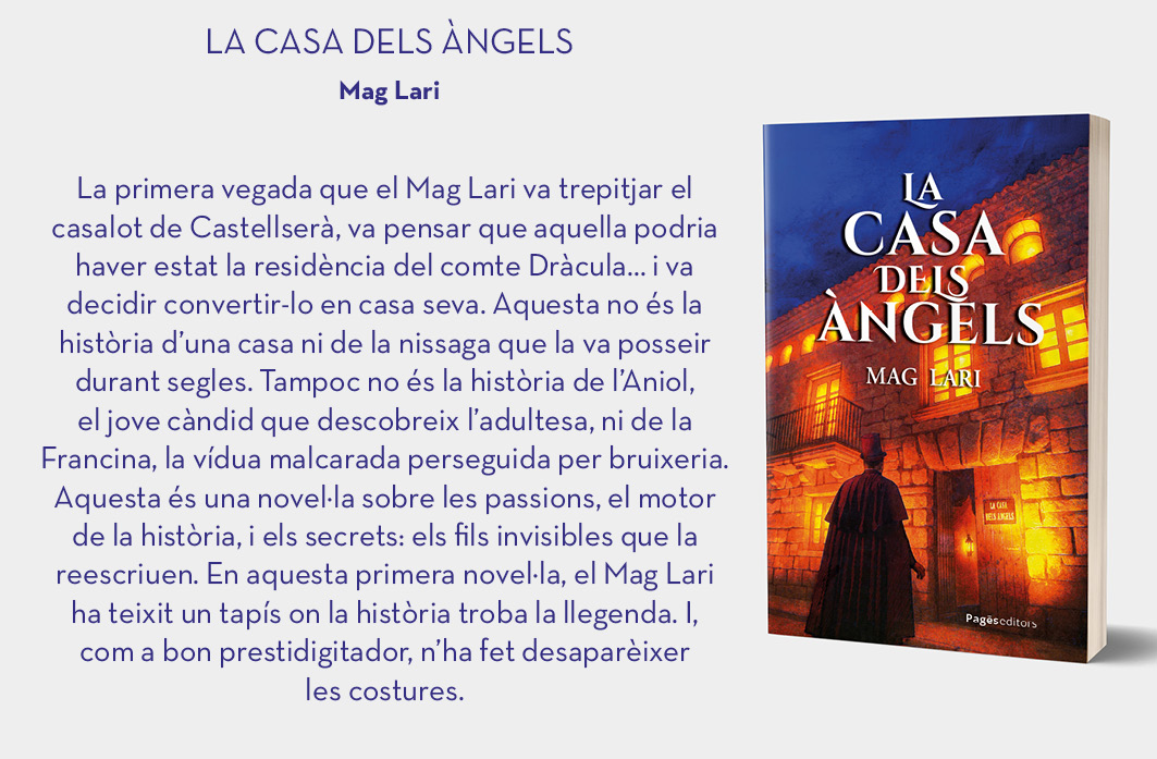 PagesEditors's tweet photo. - 'La casa dels àngels'
1a novel·la de Josep Maria Lari, més conegut com el Mag Lari, qui ha escrit un llibre que té com a principal protagonista un vell casalot de Castellserà, però que parla, per sobre de tot, de les passions humanes.

📖https://t.co/fzwh6uKyei https://t.co/PWsXKqJCWY