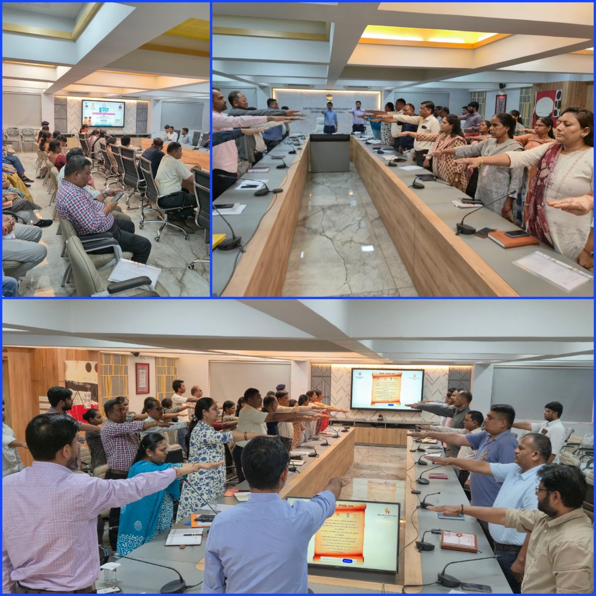 DDOCUdepur's tweet photo. આજરોજ પોષણ પખવાડિયા અંતર્ગત  વિવિધ વિભાગો દ્વારા કરવાની થતી પ્રવૃત્તિઓ વિશે  વિગતવાર માહિતી આપવામાં આવી અને પોષણ શપથ ગ્રહણ કરવામાં આવ્યા તેમજ લાઇવ પ્રસારણ નિહાળવામાં આવ્યું.
@CMOguj  
@Dwivedi_D
@Rakesh_gujIAS
@ranjit_ias
@GujDCoffice
@collectorcu
@infocugog https://t.co/b1RiA0c9Ry