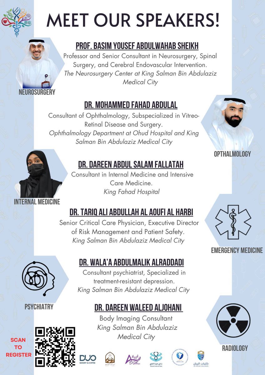 ✨ قابلوا نخبة من أطبائنا ومتحدثينا ✨  

في #Career_Day حرصنا نجمع لكم مجموعة مميزة من الأطباء من مختلف التخصصات، عشان يشاركونكم تجاربهم، وينقلوا لكم خبراتهم، ويساعدونكم تختاروا طريقكم المهني بثقة 💙  

فرصتكم اليوم تسألوا، تناقشوا، وتستفيدوا من خبرات حقيقية على أرض الواقع 👩‍⚕️👨‍⚕️