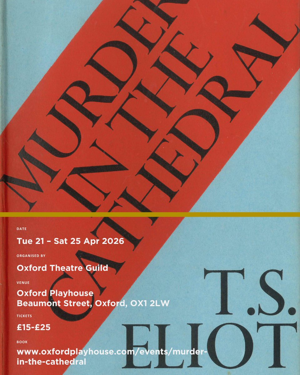 eliotfoundation's tweet image. 'The last temptation is the greatest
treason:
To do the right deed for the wrong reason.'

A new production of Murder in the Cathedral by
@TheOTG is on @OxfordPlayhouse 21-25
April.

Tickets: bit.ly/4cebE4x

#murderinthecathedral #tseliot #theatre #plays #oxford
