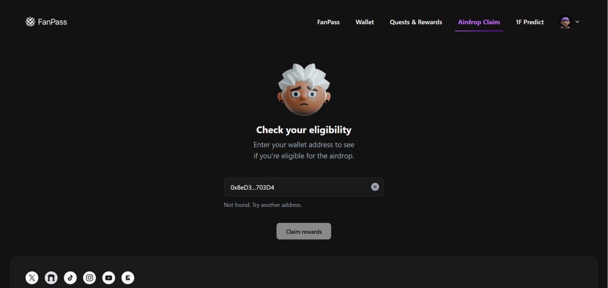 CryptoLakhan's tweet image. 🚨 $OFC Airdrop Checker is now live 🪂

You can check your allocation here 👇
fanpass.onefootball.com/sign-in

Just checked mine… and like many others, not eligible 😐

Is anyone actually eligible for this drop? Drop your status below 👇

OFC Big Scam Project 🤬  @ofc_the_club

#Airdrop