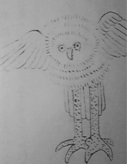 むじなさんの真似して朝陽館漫筆の鳥の文様をつくった 
