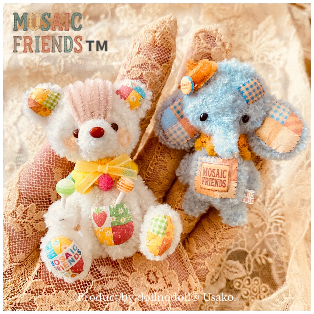 最近の淡い色の作品は「ミルキーパレット」として作っていましたが、
今回は「フルーツパレット」と「レトロパレット」を制作。

それぞれの違いを楽しんでいただけたら嬉しいです。

#dollnodoll
#mosaicfriends