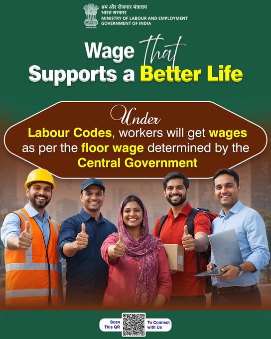 To ensure a decent standard of living, youth workers will receive wages based on the floor wage set by the Central Government. 
 #LabourReforms4NewIndia