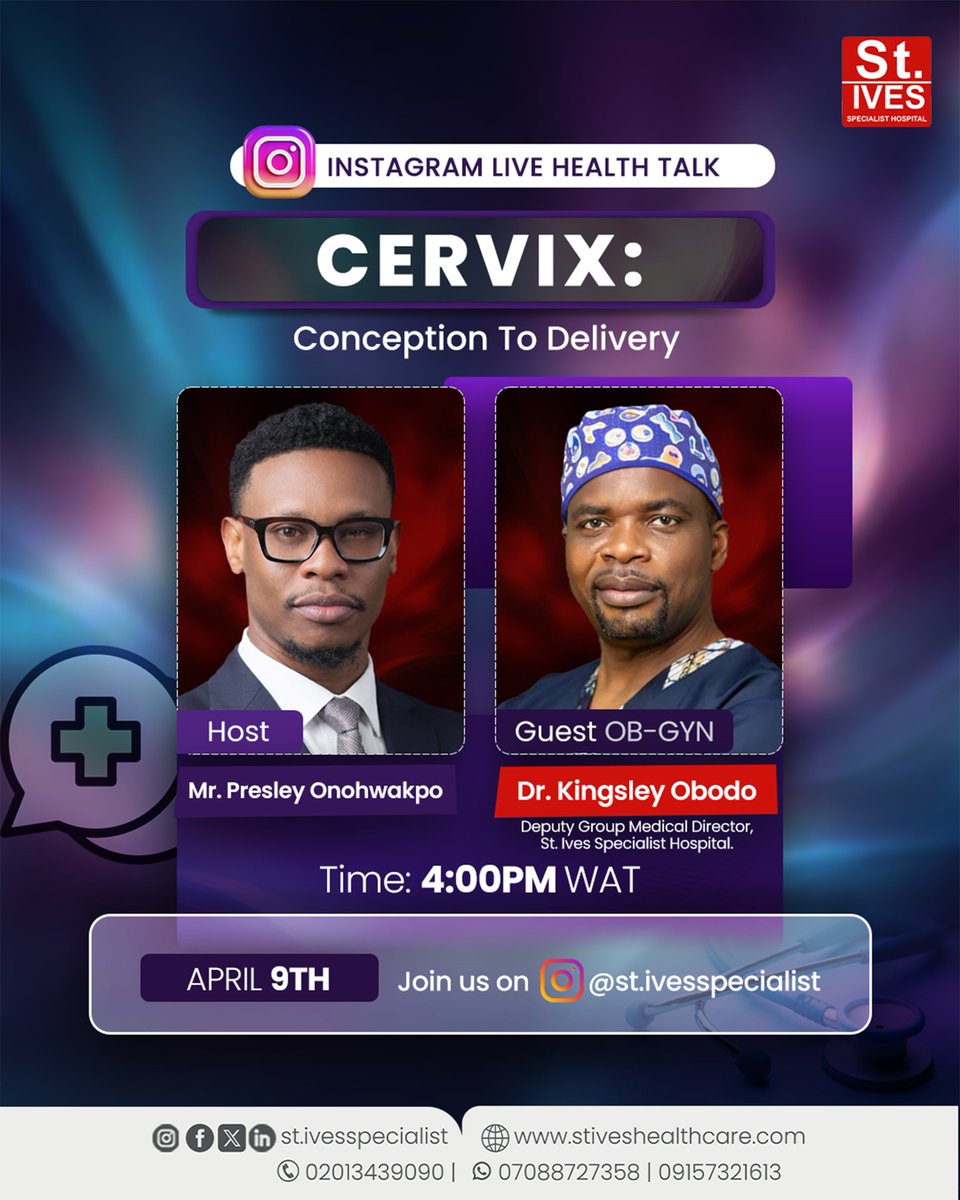 🚨 LIVE TODAY | 4PM 🚨
CERVIX: From Conception to Delivery 🤰🏽✨

Do you really understand the role your cervix plays in pregnancy &amp; childbirth?

📍 IG: <a href="/st/">stefanT</a>.ivesspecialist
Set a reminder. Don’t miss this! 💚
#WomensHealth #FertilityTalk #PregnancyJourney #HealthTalk #StIvesLive