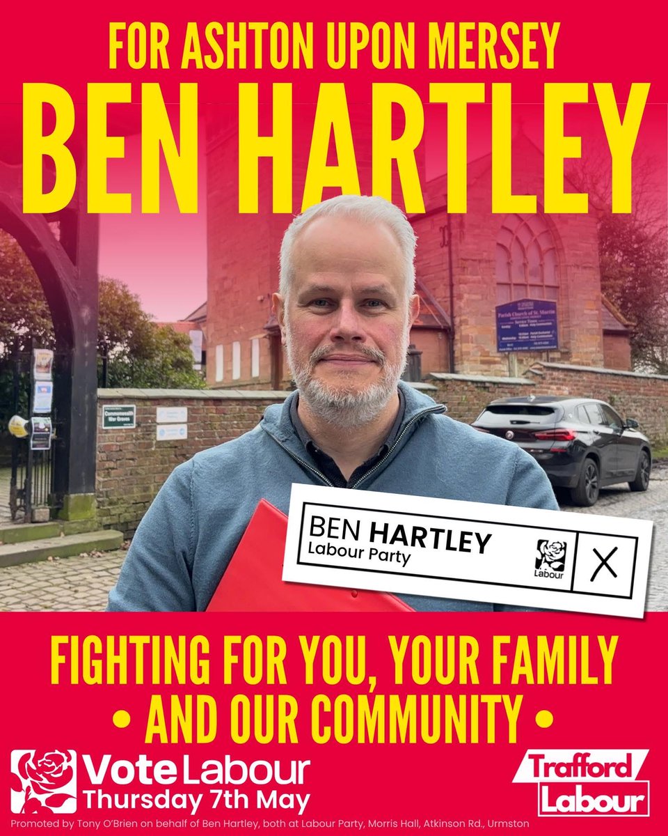 Delighted to be standing as <a href="/UKLabour/">The Labour Party</a> and <a href="/CoopParty/">Co-operative Party</a> candidate for Ashton upon Mersey ward in local elections to Trafford Council on 7 May. It’s always a huge privilege and responsibility to represent my local area and I’d be grateful for your support.