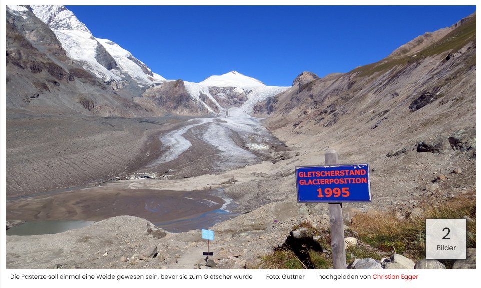 BRechercheteam's tweet photo. Die #Pasterze schmilzt: Der größte #Gletscher Österreichs steht kurz davor, seinen Status zu verlieren. Grund ist die #Klimaerwärmung. #Klimawandel Zum Artikel: https://t.co/JVU57r7XdO https://t.co/3rGOBFHM4J