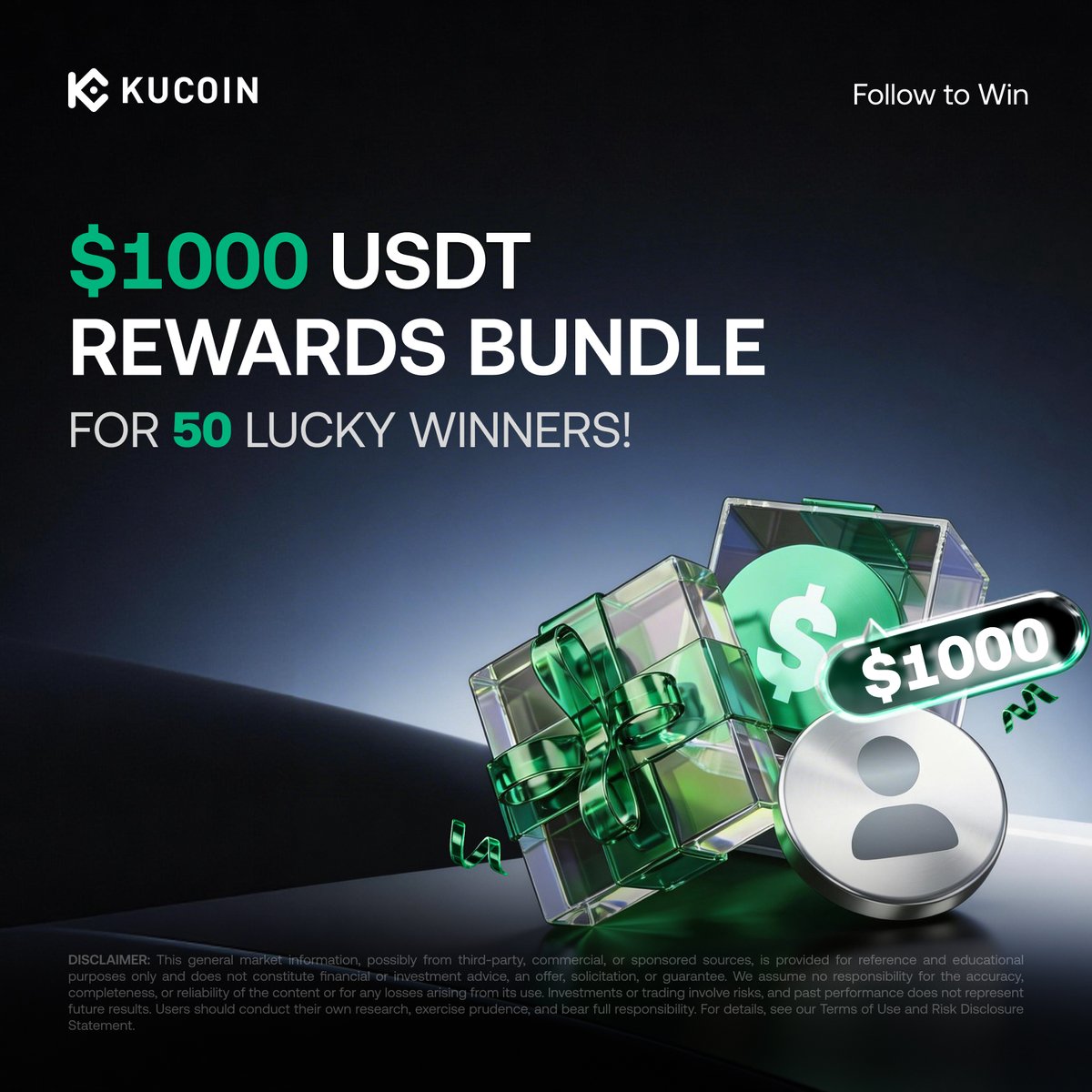 $1,000 TOTAL REWARDS FOR EVERYONE!

If you want a piece of the prize pool, today is your lucky day. 50 winners will be chosen. The rule is simple: people who follow us everywhere get to be the winners.

How to enter:
1. Follow <a href="/kucoincom/">KuCoin</a>
2. RT this post and tag 2 friends
3.