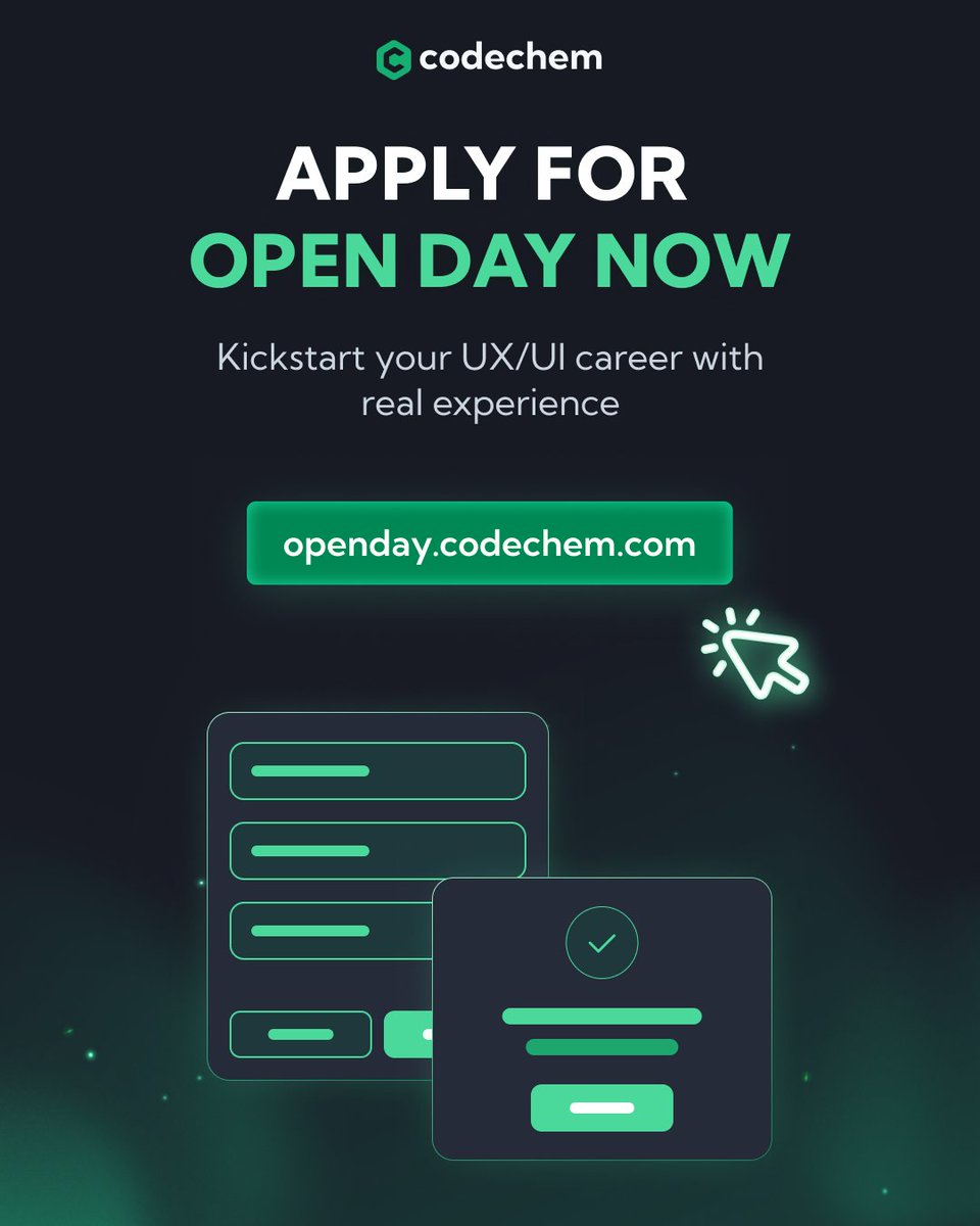 code_chem's tweet photo. This year, Open Day introduces something new. UX/UI Design Internship is now part of the program. Learn how real product flows are built, work with our design team, and show what you can do.

Registration is mandatory &amp; closes April 19, 23:59 CET.
Apply: https://t.co/BiWQDMEXyH https://t.co/2LE1wT6ptA