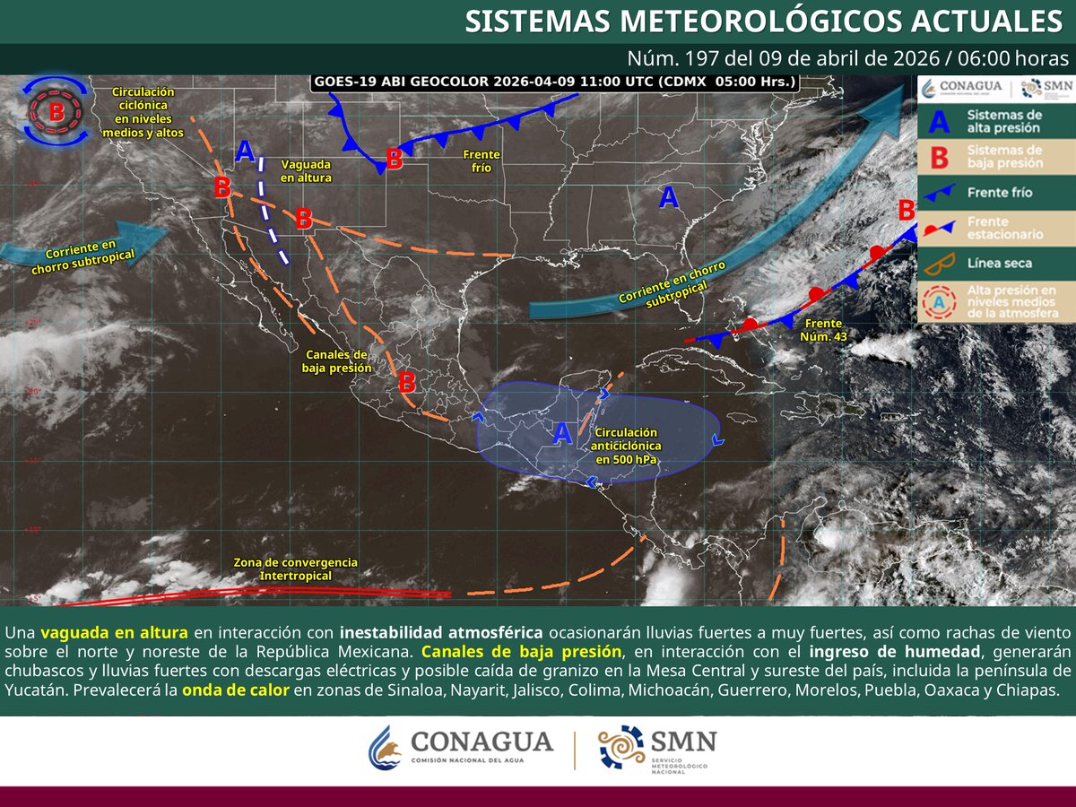 conagua_clima's tweet image. 🤓 ¡Excelente jueves!

⛅️⛈️ Consulta el #Pronóstico #Meteorológico General de las 06:00 horas, en el siguiente enlace. 👇

smn.conagua.gob.mx/es/pronosticos…
