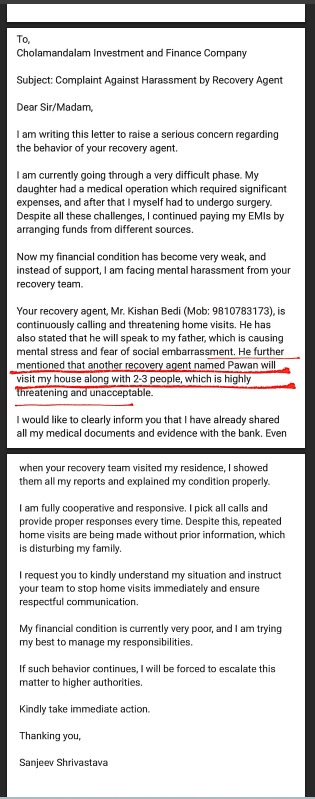 voice_unheared's tweet image. Even after sending multiple emails and escalating the issue,no proper response from @Chola_Official  feels like no accountability or concern for customer issues @RBI to please look into this matter and help resolve the issue at the earliest #RBI #CustomerRights #ResolveIssue