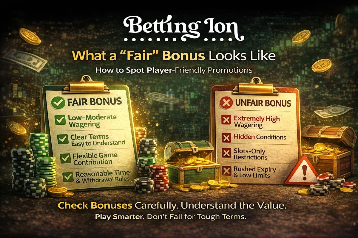 BettingIon's tweet image. Not all bonuses are worth it.
That “$500 bonus” might sound great—but what does it actually take to withdraw?
Watch for:
⚠️ High wagering requirements
⚠️ Short time limits
⚠️ Hidden rules
⚠️ Withdrawal caps
A fair bonus is simple, clear, and realistic.
#BetSmart #iGaming #Bonuses