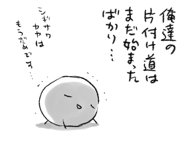 うっすらと見え隠れする片付け欲のしっぽを掴もうと必死なんですけどもね
むずかしいですね
奴は素早い 