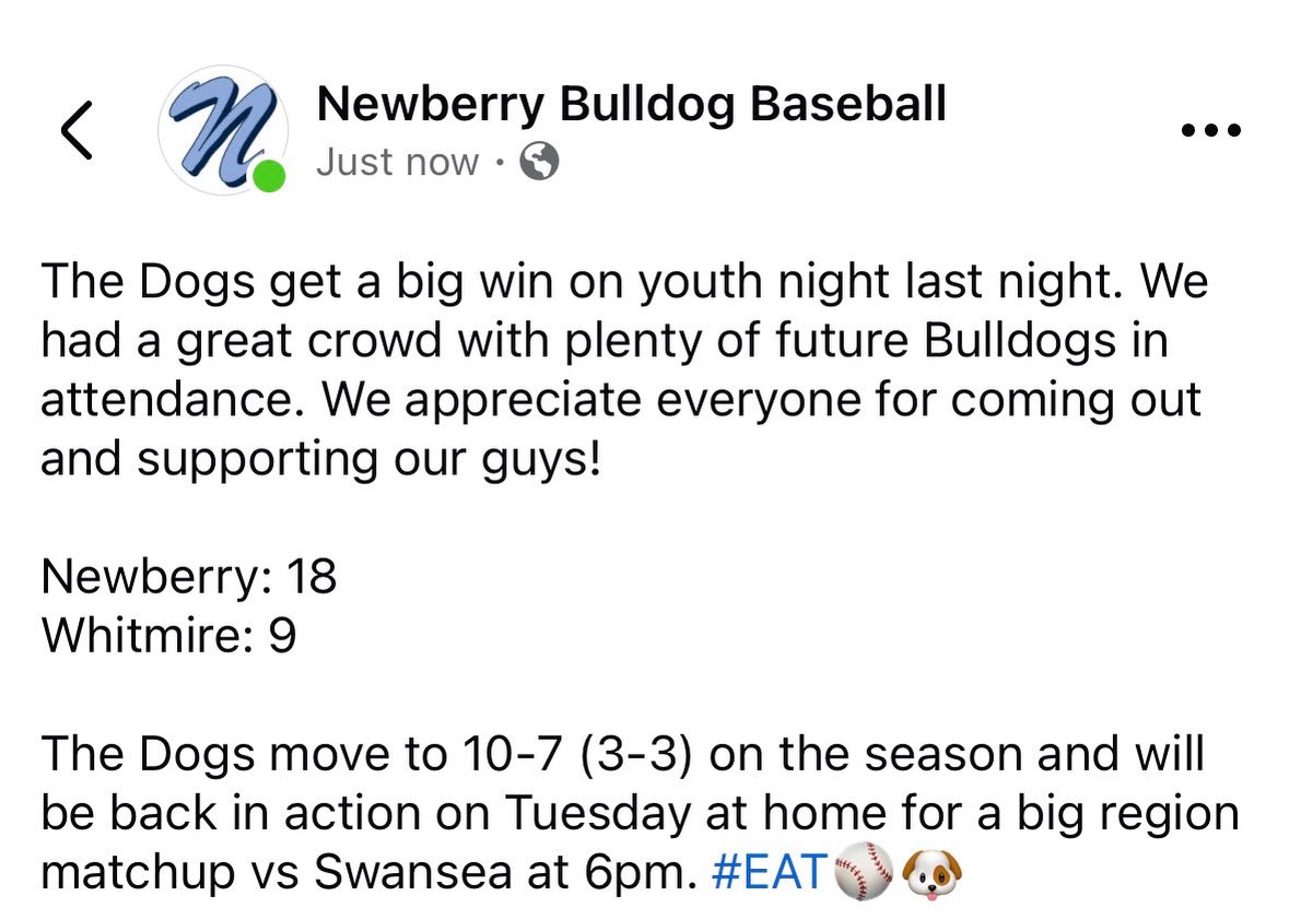 Newberry Baseball tweet media