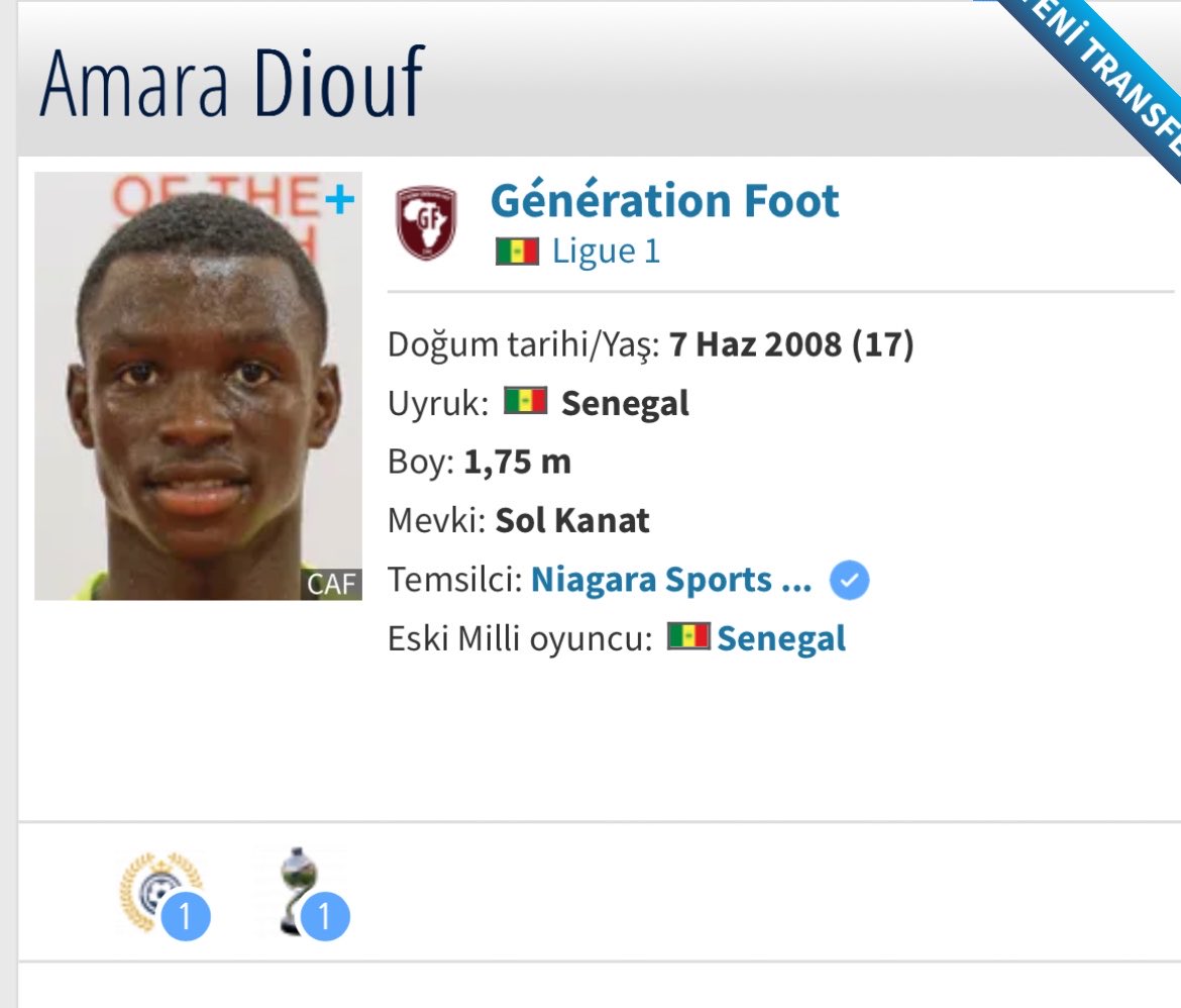 fenernesto's tweet photo. Transfermarkt verilerine göre Amara Diouf, Nisan ayı ile birlikte Generation Foot’un sözleşmeli oyuncusu oldu. https://t.co/fsDWtoRYvE
