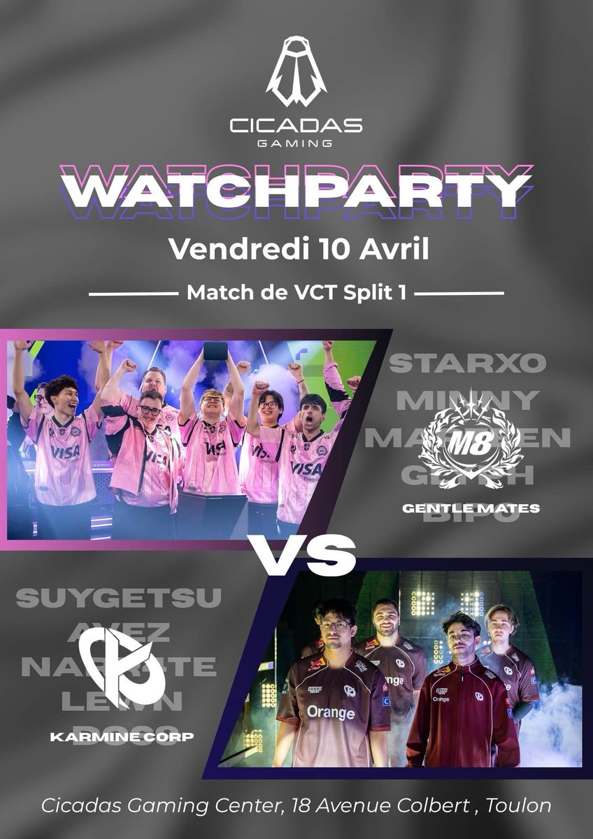 CicadasGaming's tweet photo. @KarmineCorp vs @gentlemates sur Valorant, on était obligé de partager ça ensemble !

@TheGreenSuits @LeBlueWall N'hésitez pas à venir regarder tous ensemble ou plutôt tous contre 👀 https://t.co/zFkg9RQLQW