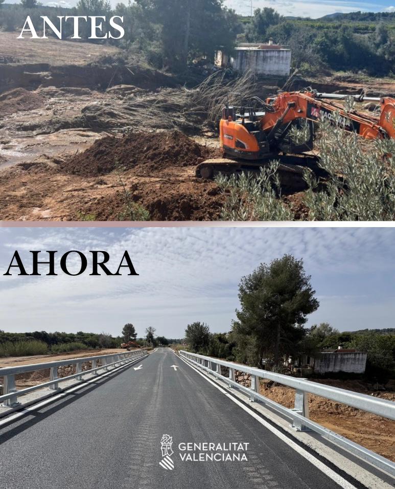 generalitat's tweet image. 🌁 La Generalitat pone en servicio el puente de Pedralba reconstruido tras la #dana

🏞 Se ha diseñado conforme a las características actuales del barranco

✅ Multiplica por 5 su longitud y su capacidad de desagüe

💶 3M€

🛣 @GVAMediAmbient

🔗 breu.gva.es/b/kZsa