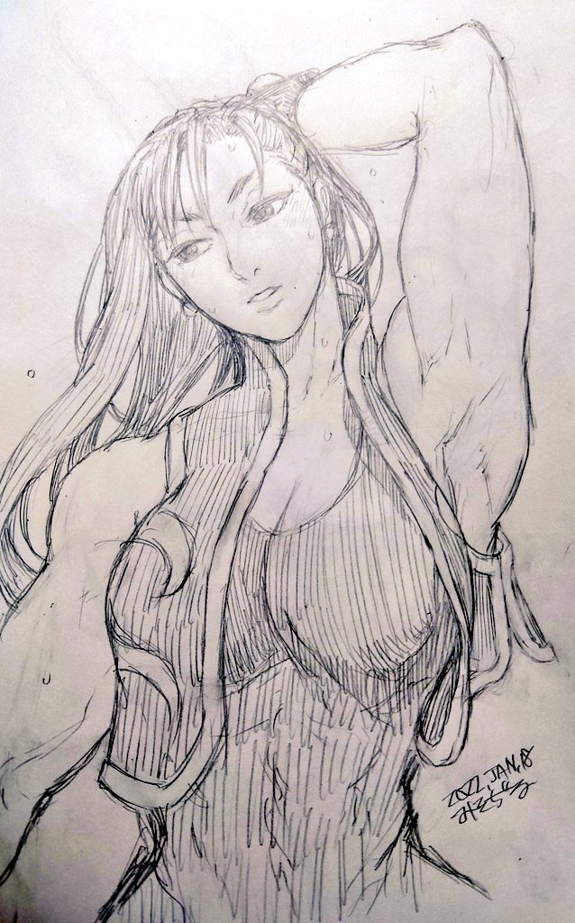 misodiru's tweet photo. 過去描いたアナログ絵の春麗。 https://t.co/nNVK0xg6bk