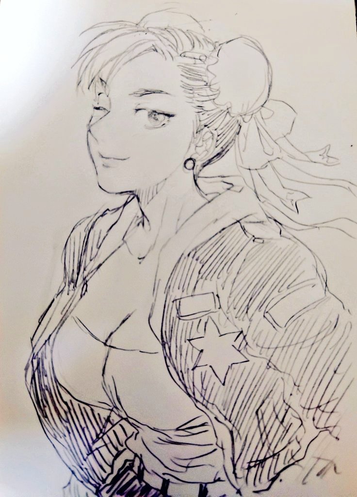 misodiru's tweet photo. 過去描いたアナログ絵の春麗。 https://t.co/nNVK0xg6bk