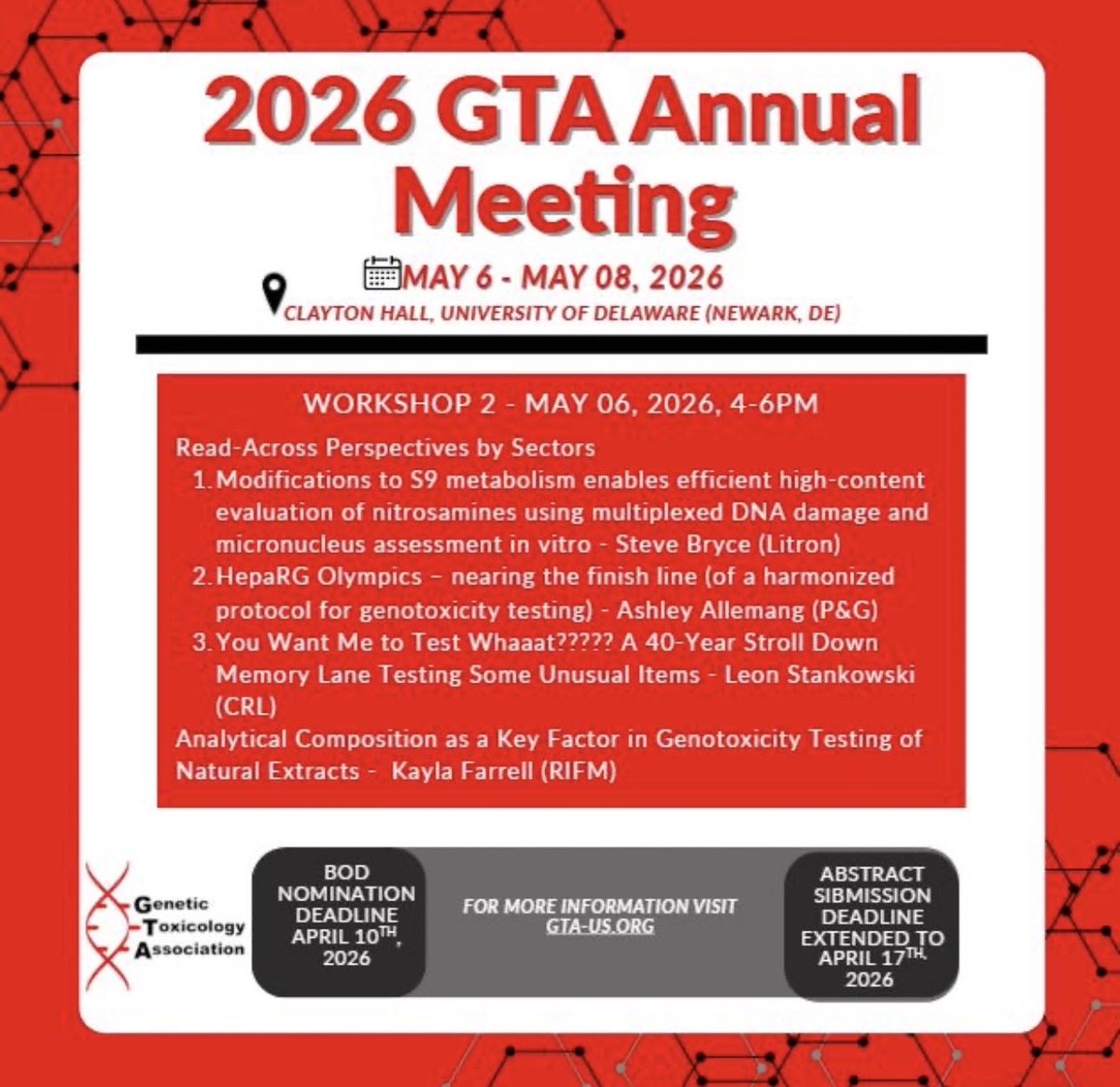 Genetic Toxicology Association (GTA) tweet media