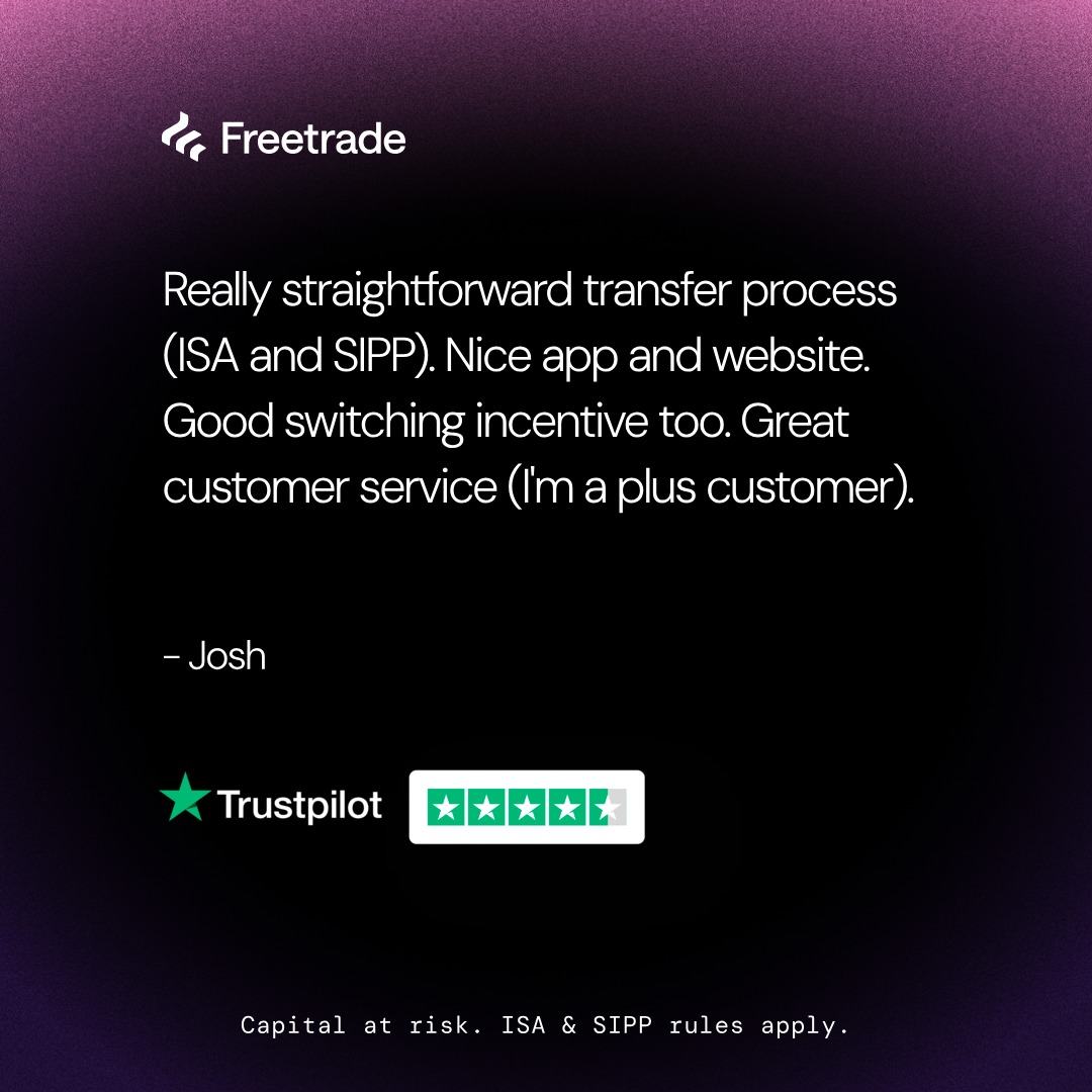 freetrade's tweet photo. Join 1.6 million UK users on Freetrade.

Capital at risk. ISA &amp; SIPP rules apply.