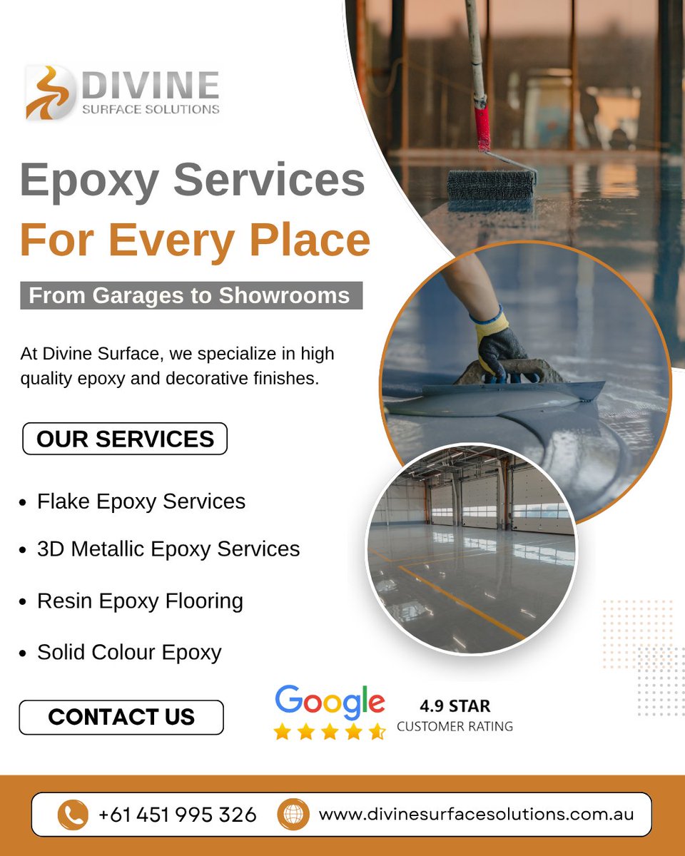 DivineSolution_'s tweet photo. Transform your floors with premium epoxy
Durable, high-gloss finishes for garages, homes &amp; showrooms.

✔ Flake | 3D Metallic | Resin | Solid Colours
⭐ 4.9 Rated
Get your FREE quote!
📞 +61 451 995 326

🌐 https://t.co/VPxz2owkng
#EpoxyFlooring #MelbourneHomes #FlooringSolutions https://t.co/AWDHowLXX3