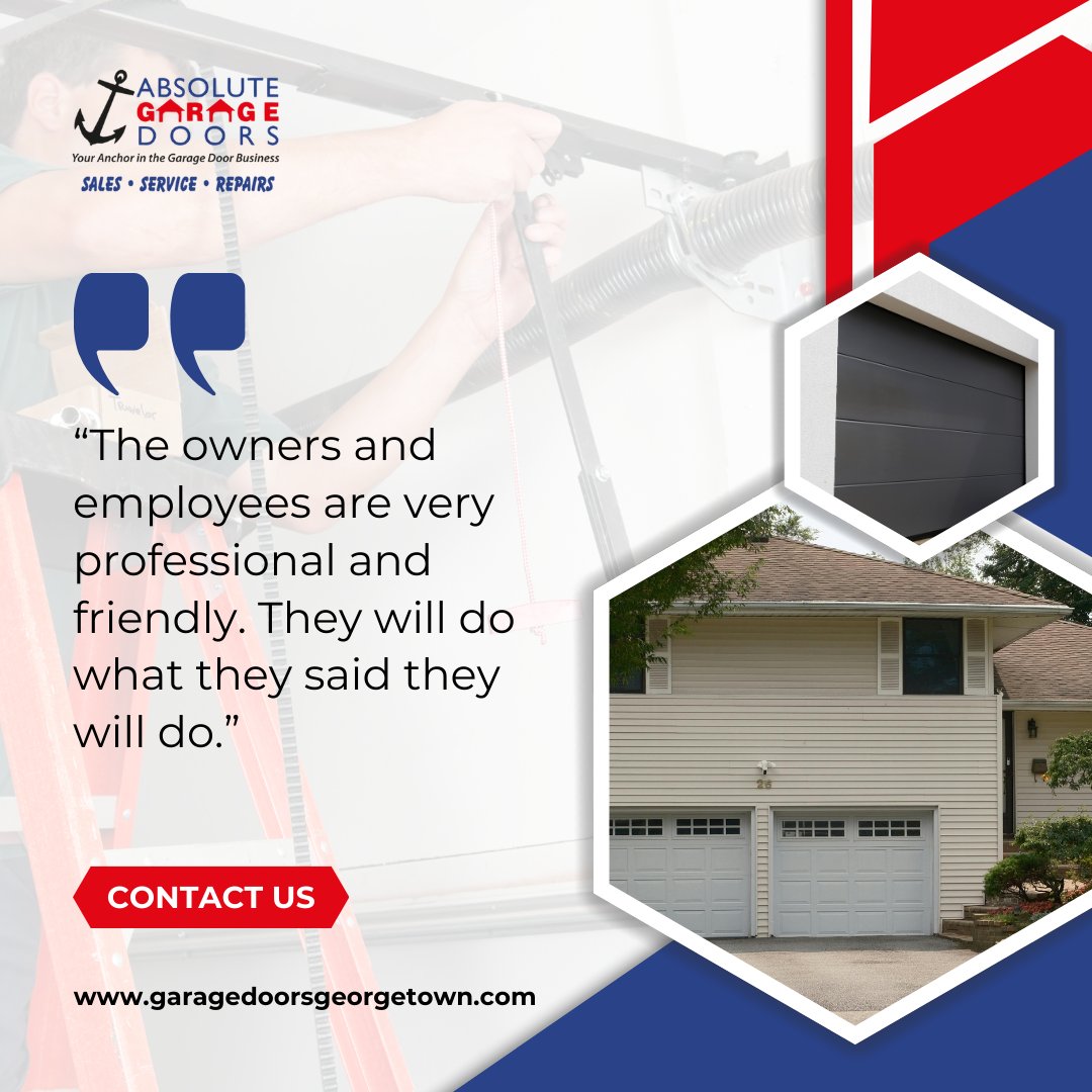 512door's tweet image. At Absolute Garage Doors, we take pride in delivering honest, dependable service you can count on every time. Learn more at garagedoorsgeorgetown.com

#CustomerTestimonial #ProfessionalService #TrustedCompany #HomeRepair #AbsoluteGarageDoors