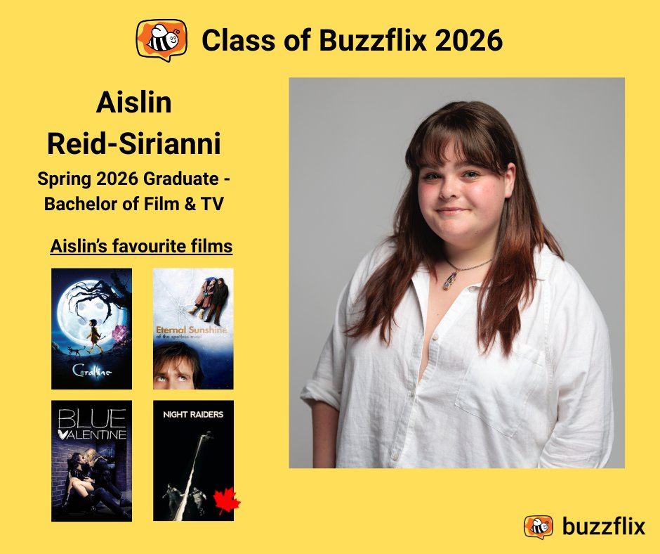 buzzflix_ca's tweet image. A spring 2026 graduate at Sheridan College, we're so excited to welcome Aislin to the Buzzflix team! 🤩

Follow Aislin and the rest of the Buzzflix crew's journey at youtube.com/@buzzflix_ca

 #SummerJob  #FilmStudent  #CareersinFilm   #JobOpportunity