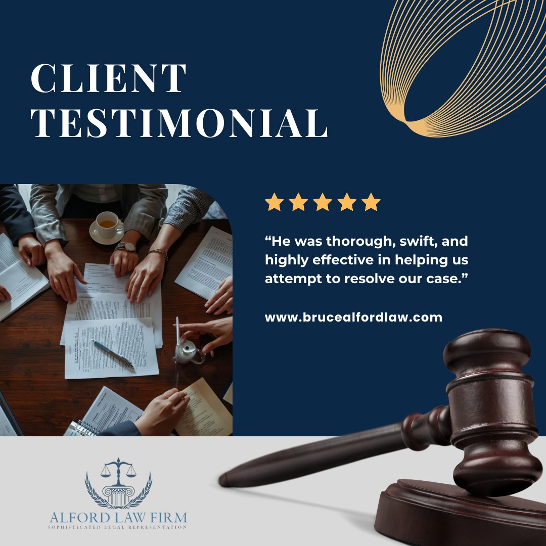 BAlfordLawFirm's tweet image. At The Alford Law Firm, PLLC, clients receive focused attention, efficient legal strategy, and representation built around their best interests. 

Learn more at brucealfordlaw.com

#ClientTestimonial #TrustedAttorney #BusinessLitigation #DallasLawyer #AlfordLawFirm