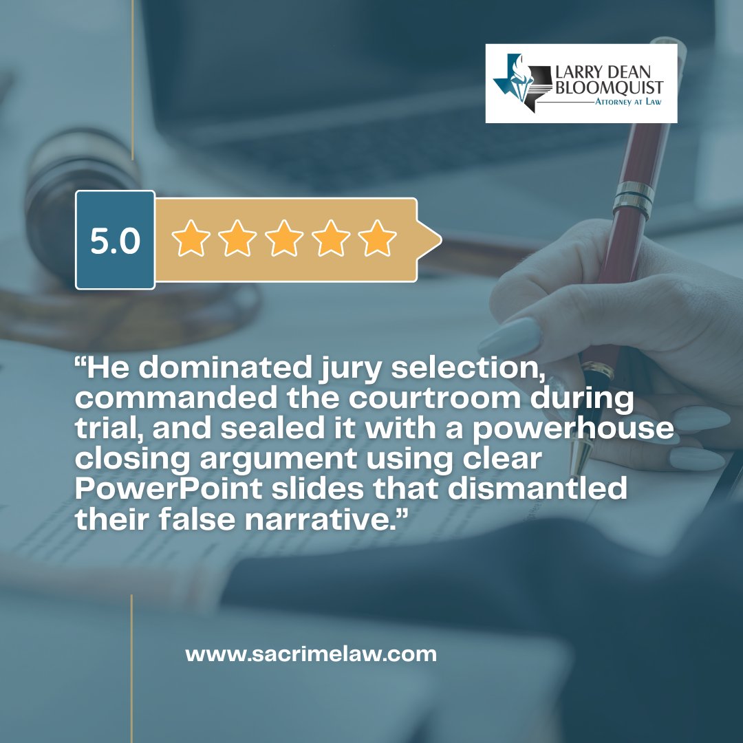 ldbloomquist's tweet photo. Our firm is known for strategic courtroom advocacy and relentless defense when it matters most. 

Learn more at https://t.co/n1bACbpBPh

#ClientTestimonial #TrialAttorney #CourtroomDefense #CriminalLaw #BloomquistLaw https://t.co/Qtei4mwPOH