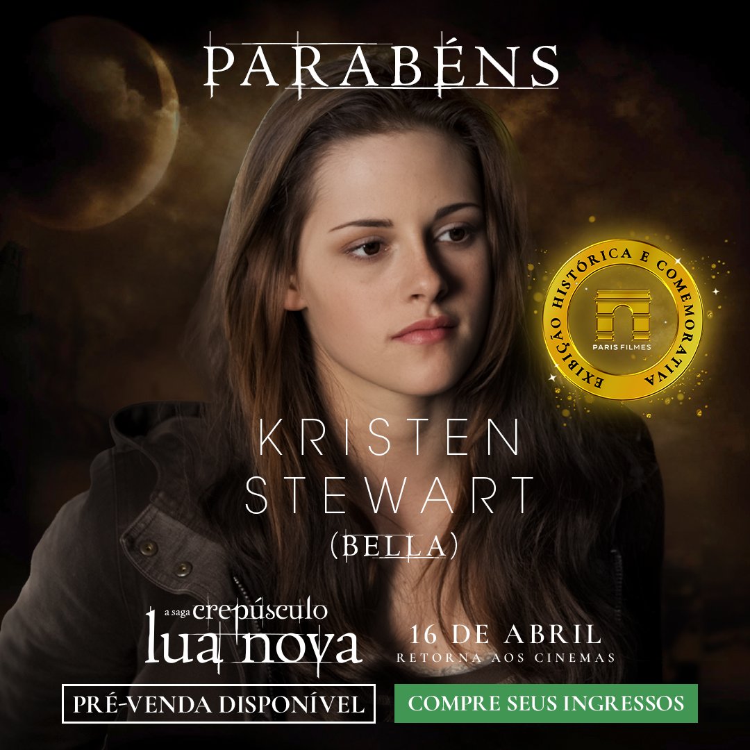 Hoje é dia de celebrar quem deu vida à nossa Bella! ✨🩵

Feliz aniversário, Kristen Stewart!

Lua Nova, a partir de 16 de abril, exclusivamente nos cinemas. Pré-venda de ingressos já disponível no link da Bio.

#LuaNova #NewMoon,#TeamEdward #TeamJacob #ParisFilmes