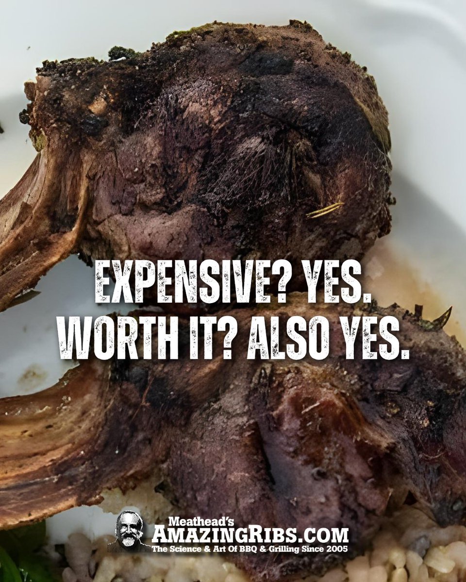 meathead's tweet image. Rack of lamb lollipops. Yes, they’re pricey. Also yes, they make people at the table suddenly respect you.

amazingribs.com/tested-recipes…

#Lamb #Grilling #BBQ #OutdoorCooking #Meat